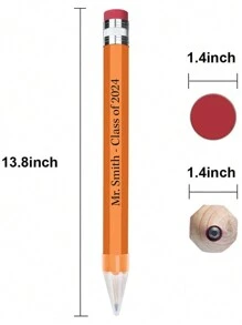 1pc Personalized Large Pencil, Engraved Teacher Thank You Student Gift, Suitable For Writing Enthusiasts, Back To School Supplies, School Event Prize Customized Pen - Multicolor - View 5
