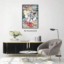 1pc Kaws Poster Art Canvas Printing Wall Living Room Room Corridor Decoration Gifts Kawss Figure Canvas Wall Art Men Room Decor Gifts - B - View 4