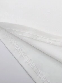 Camiseta de mujer de manga corta blanca lisa, camiseta deportiva informal cómoda de cuello redondo para mujer, blusa blanca de mujer, primavera/verano - Blanco - Ver 4