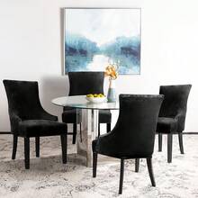 Funda elástica para silla de respaldo alto - Funda reutilizable para silla lateral, protector de silla de acento para comedor, banquete, decoración del hogar (Plata, 2 piezas) - 02 Terciopelo Negro - Ver 2