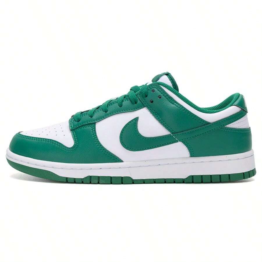Nike Zapatillas casuales de hombre de suela plana de unicolor con parches y cordones, de diseño simple - blanco/verde malaquita - Ver 1