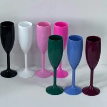 6盎司/170毫升可重复使用塑料香槟杯，白色/粉色/黑色/圣诞派对款，多用途，是派对、祝酒、圣诞节、情人节、户外活动和露营的理想之选。