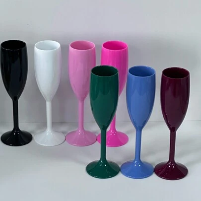6oz/170ml Reusable Plastic Champagne Flutes, White/Pink/Black/Christmas Party, Multipurpose Ideal For Parties, Toasts, Christmas, Valentine's Day, Outdoor Activities And Camping