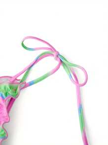 Women 2-Piece Swimsuits Floral/Fruit/Tie-Dye Print Halter Bikini Bra And Tie Up Briefs Sets For Summer Beachwear - Pink - View 5