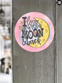 CIF BUY 1pc 8x8inch Aluminum Metal Sign, Can Be Used To Decorate Your Couple Space. Love You To The Moon And Back Wreath Sign, Valentine's Day Wreath Sign, Metal Wreath Sign, Round Wreath Sign - Multicolor - View 1