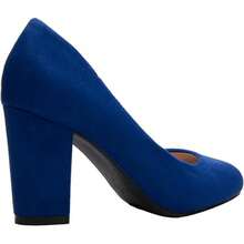 Tacones de plataforma de punta redonda clásicos para mujer con tacón alto en bloque - Adorable,-2025 - Ante azul real - Ver 6