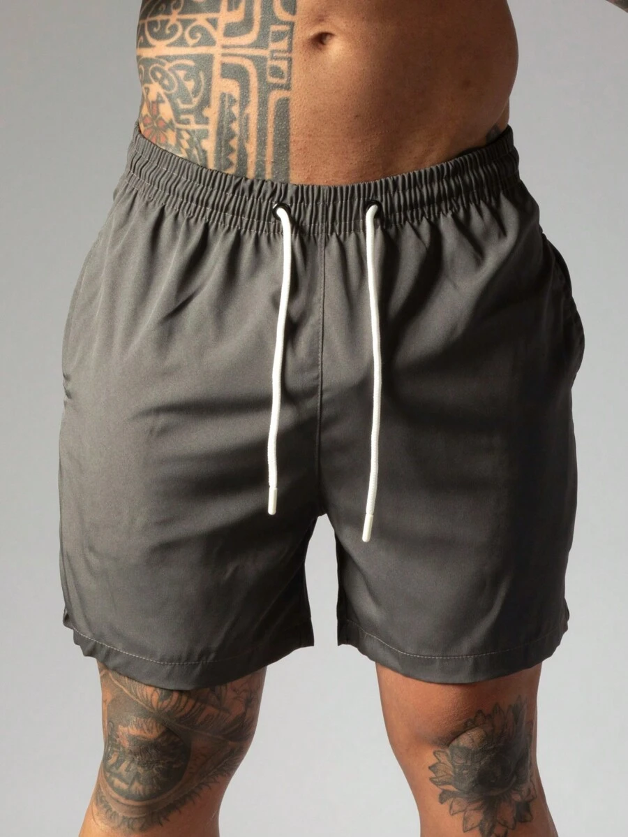 Short de Praia Masculino Com Cordão e Bolsos - Cinza - Visão 1