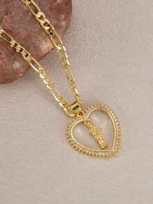 1pc Fashionable Skull & Heart Design Oxidized Pendant Necklace, Versatile Jewelry For Women, Great Gift For Friends, Prayer & Holiday