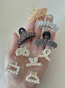 9 件装女孩水钻装饰发夹，适合女性刘海和半扎发型 - 彩色 - 查看 6