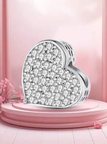 1Pc Fashionable Heart Beads Charms Fit For Women Bracelets Bangles DIY Jewelry Making And Daily Outfit Matching Jewelry Decoration For Girls