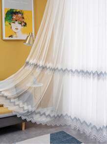 1 Peça Cortina Transparente Simples e Elegante com Bordado em W