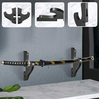 1set Wall-Mounted Wooden Sword Rack Hanger, Adjustable Samurai Display Stand, Cosplay Magic Wand/Sword Holder Gifts Birthday Graduation