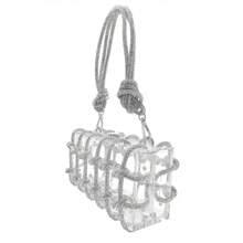 Clear Acrylic Clutch Sparkle Rhinestone Evening Bag - trắng - Xem 4