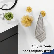 Suction Cup Hooks For Shower,Shower Hooks For Inside Shower, Suction Cup Hooks For Wreaths On Glass,Windows,Tile,Mirrors,Metals,Towel Hooks For Bathrooms For Hanging Towels, Robe, Loofah-Gold(4 Pack) - Gold - View 7
