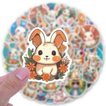 50 szt. naklejek królik winylowych estetycznych naklejek do scrapbookingu, pamiętnika, laptopa, zderzaka, deskorolki, butelki z wodą, komputera, telefonu, kreskówki, kasku, naklejek i kalkomanii samochodowych