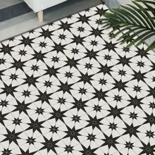 10 件黑白星形图案哑光地板贴纸，防水 PVC 家居装饰地板贴花房间装饰墙壁装饰浴室装饰卧室装饰房间装饰用品客厅装饰家居装饰客厅墙纸壁纸墙贴墙贴厨房配件厨房厨房用品厨房装饰地砖地板地砖自粘地砖剥离粘贴 - 彩色 - 查看 1