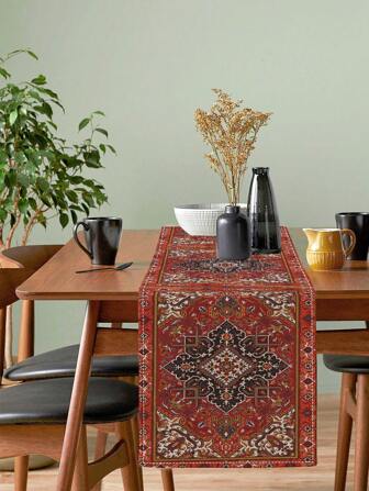 1 件斋月红花抽象艺术桌旗波西米亚花卉风格桌旗可水洗户外室内派对厨房家居餐桌客厅餐厅装饰