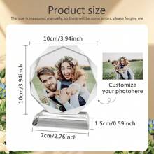 1 st. Gepersonaliseerde fotokristallen hanger, aanpasbare fotohanger met displaystandaard, perfect aandenken voor koppels, perfect feestelijk cadeau voor Nieuwjaar en Valentijnsdag!