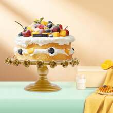 CNCEST Cake Stand, Rose Edged Cupcake Stand, Oval Cake Carrier, Elegant Decorative Cake Display Stand For Weddings, Birthdays, Parties, Gold - Gold - View 8