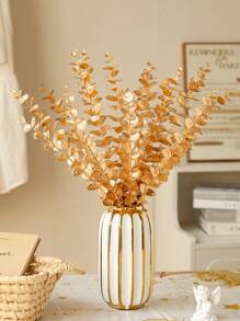 30/5/10/20/1/25/15pcs, 16.93in Decorations, Golden Fake Flowers, Eucalyptus Leaves, Valentine's Day New Years Gifts DIY Fake Plants, Wedding Center Decorations, Flower Decorations, Home Decoration For Flower Arrangement