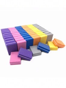 50pcs/Set Colored High Elastic Foam Nail Files, Double-Sided Mini Manicure Files, Portable Nail Care Tools