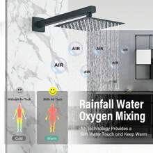 Shower Faucet Set With Tub Spout Matte Black Shower Tub Faucet Kit Shower Trim System Wall Mounted Bathtub Shower Fixtures With 8/10/12 Inches Rain Shower Head Handheld Spray Bath Tub And Valve - Matte Black - View 7