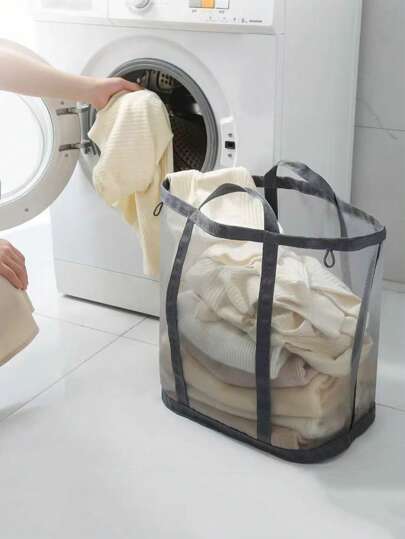 1 件浴室脏衣服洗衣篮，尼龙可折叠悬挂式洗衣机收纳袋，多功能浴室收纳篮，壁挂式家用篮子，用于存放衣服、吹风机、毛巾，适用于浴室和卧室洗衣篮、洗衣篮浴室收纳篮、篮子、收纳篮、可折叠洗衣篮