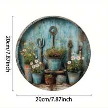 1 tấm biển lá kim loại cổ điển có thiết kế dụng cụ làm vườn và hoa, đồ trang trí nghệ thuật treo tường bằng kim loại cho gia đình, nhà hàng, quán cà phê, nhà để xe - sử dụng trong nhà và ngoài trời, kích thước 8x8 inch. Thích hợp cho sinh nhật, kỷ niệm, ngày lễ tình nhân, giáng sinh, lễ tạ ơn, ngày của mẹ và ngày của cha. Cổ điển, trang trí, quà tặng. Kiểu mẫu lỗ là ngẫu nhiên. - Nhiều màu - Xem 5