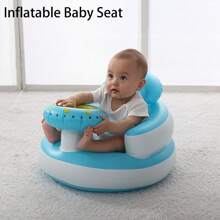 1 件卡通风格充气婴儿座椅，配有创新的碗架。室内和室外婴儿学习座椅，带内置气泵的充气婴儿椅，PVC 材料，适合 3 个月及以上幼儿的舒适支撑座椅，夏季地板椅，适合坐着和玩耍