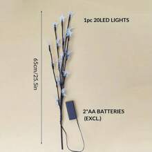 1 pieza 20 LED Luces de decoración con ramas de estrellas y lunas mixtas - Adecuado para boda, festivales y decoración festiva, luz nocturna de estrellas, luces de ramas de estrellas y lunas (Pilas no incluidas)