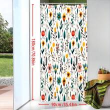 Cottagecore Elegance, Rustic Farmhouse Wildflower Shower Curtain - Waterproof Polyester, Machine Washable With 12 Hooks Included, Beige & Green Floral Design For Bathroom Decor