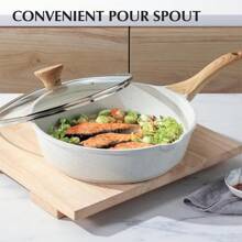 SENSARTE Nonstick Deep Frying Pan Skillet, 10/11/12-Inch Saute Pan With Lid, Stay-Cool Handle, Chef Pan Healthy Stone Cookware Cooking Pan, Induction Compatible, PFOA Free (10-Inch) - White Ceramic - View 7