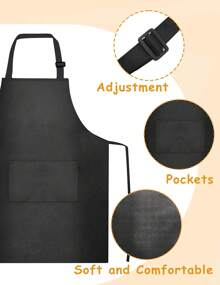 12 Pack Kids Aprons Bulk With 2 Pockets Adjustable Chef Art Apron Kids Painting Aprons For Cooking Baking Crafting Grilling For Boys Girls Age 6-13 Years - 黑色L碼 - 查看 5