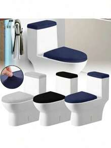 Toilet Tank Lid Cover Stretch Velvet Bathroom Toilet Cover Set Soft Comfortable Universal Toilet Cushion Bathroom Accessories