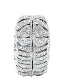 Small Butterfly Rhinestone Evening Bags Luxury Crystal Clutch Wedding Party Cocktail Handbag Purse - Silver - View 3