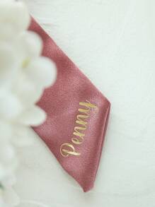 1pc Custom Name Hair Bow Barrette Personalized Gold Monogram Delicate Hair Bow Classic Hair Bow Satin Bow Hair Tie Brigitte Hair Bow Fit For Sleek Chic Ponytail Low Bun Gift For Her Wedding Gift, Wedding Hair Accessories, Spring Summer Bright Colors - Multicolor - View 8