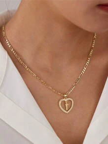 1pc Fashionable Skull & Heart Design Oxidized Pendant Necklace, Versatile Jewelry For Women, Great Gift For Friends, Prayer & Holiday