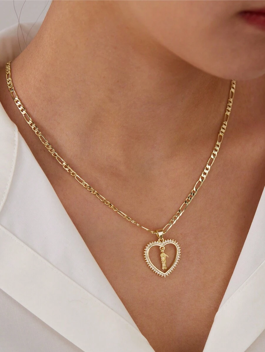 1pc Fashionable Skull & Heart Design Oxidized Pendant Necklace, Versatile Jewelry For Women, Great Gift For Friends, Prayer & Holiday