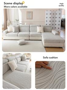 1件装弹力沙发套 - 柔软可水洗绒面面料，几何图案设计，弹性贴合，适合家居和房车装饰，防宠物和污渍，适用于L型沙发以及1、2、3、4座沙发