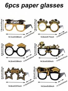 6个毕业派对纸眼镜道具，黑金配色，2025毕业派对拍照道具，2025毕业派对装饰，派对装饰，毕业季派对礼物，毕业配饰，毕业快乐派对用品 - 2025畢業季 - 查看 3