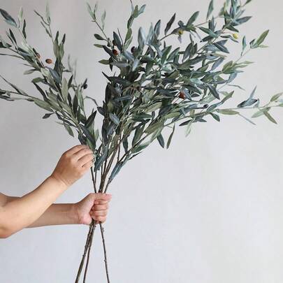 半根人造橄榄绿叶茎，40.5英寸，仿真春季花卉，人造婚礼绿植，假植物，家居/厨房装饰，DIY插花，礼品