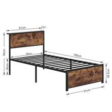VECELO Single/Double Size Bed Frame With Wood Storage Shelf Headboard And Footboard, Metal Slates Support, No Box Spring Needed - 棕色 - 查看 6