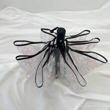 1 pieza Paraguas transparente con estampado de 4 conejos, paraguas de lluvia plegable 3 veces, paraguas transparente estilo japonés, adecuado para fotografía al aire libre y fotografía callejera, regalo de cumpleaños