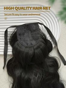 30-Inch Black Wavy Synthetic Fiber Clip-In Hair Extensions, Creates Long Ponytail Look - Black - View 10