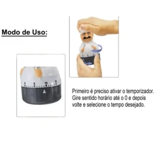 Timer Culinário Boneco Cozinheiro Temporizador De Bancada P/ Cozinha Manual - Branco - Visão 3