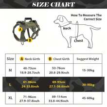 Dog Tactical Vest Chest Harness Traction Rope Border Collie Doberman German Shepherd Large Dog Vest Anti-Fall Out Dog Rope - Green M - View 3