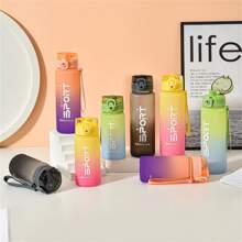 1pc Fashionable Gradient Color Sports Outdoor Student Couple Insulated Plastic Water Bottle With Strap, Large Capacity Tumbler Cup For Fitness, Student