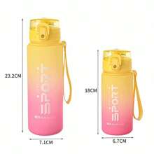 1pc Fashionable Gradient Color Sports Outdoor Student Couple Insulated Plastic Water Bottle With Strap, Large Capacity Tumbler Cup For Fitness, Student