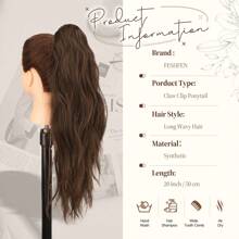 FESHFEN Ponytail Extensions, Long Claw Clip In Ponytail Hairpiece Synthetic Pony Tails Hair Piece Natural Wavy Hairpieces For Women, 20 Inch - Hỗn hợp Nâu & Nâu nhạt - Xem 5