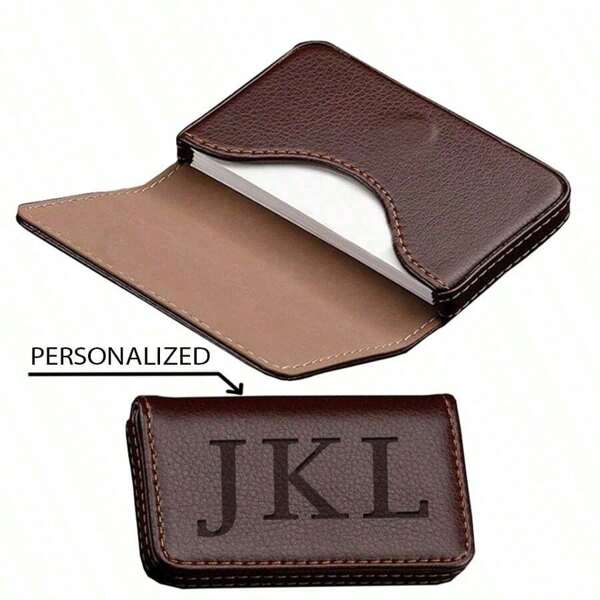 Personalized PU Leather Business Card Holder Case Custtom Name Card Holder Pocket With Magnetic Shut Business Card Carrier For Men Business Gift Father's Day Gift Wallet Mini Wallet Purse Wallet Card Wallet